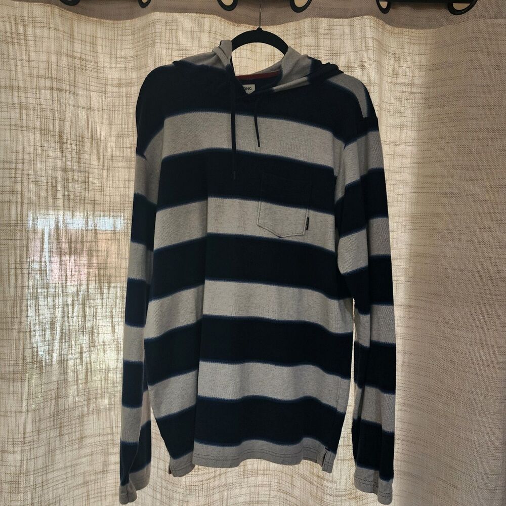 Mens Hoodie Navy/ Gray Striped Size XL